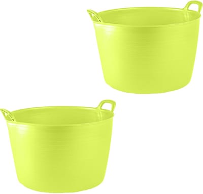 Plasticforte Flexibele kuip of emmer - 2x - groen - 75 liter - stevig kunststof - 58 x 55 cm - Afvalbak - Wasmand - Opbergmand - Extra groot