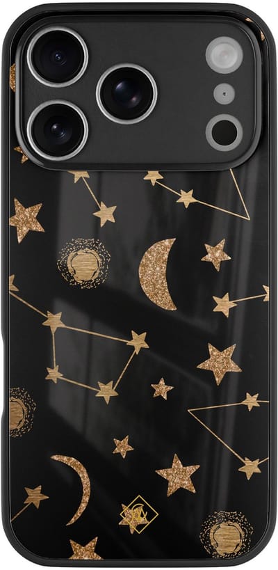 Casimoda® hoesje - Geschikt voor iPhone 17 Pro - Counting The Stars - Luxe Hard Case Zwart - Backcover telefoonhoesje - Zwart