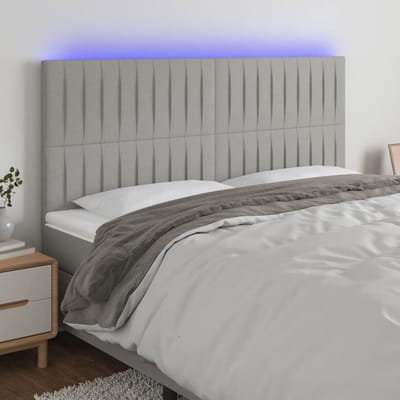 vidaXL - Hoofdbord - LED - 160x5x118/128 - cm - stof - lichtgrijs