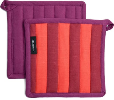 Pannenlappen - 2 stuks - Vivid - Rood - Oranje - Paars - 20 x 20 cm - Biologisch Katoen