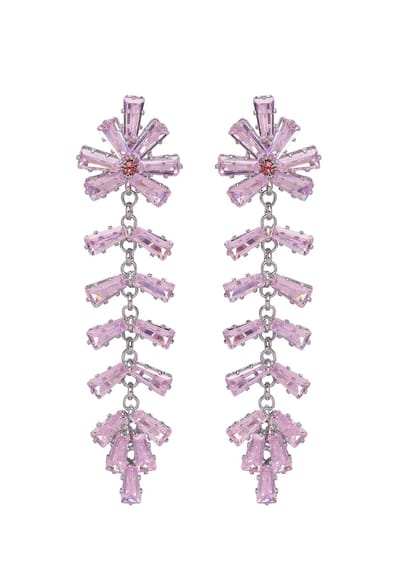 AVANT-GARDE PARIS Blooming Dreams oorbellen - bloemvormig met roze stenen - 1 paar - rhodium plating en kristallen
