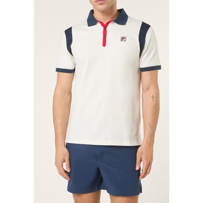 FILA Casoli Regular Blocked Polo Shirt Egret-black Iris Maat: XS | Poloshirts Outlet | Heren | Blauw