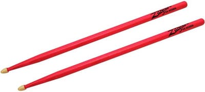 5AACDGP Drumsticks, Hickory Wood Tip series, 5A Acorn, neon pink