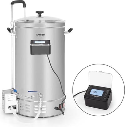 Klarstein Bierbrouwset, Bierbrouwinstallatie, Maischketel voor bier brouwen, Bier-zelfbrouwset, Brouwketel circulatiepomp, Touch-paneel, Timer, Roestvrij staal, 2500 W, Gistvat 35 L