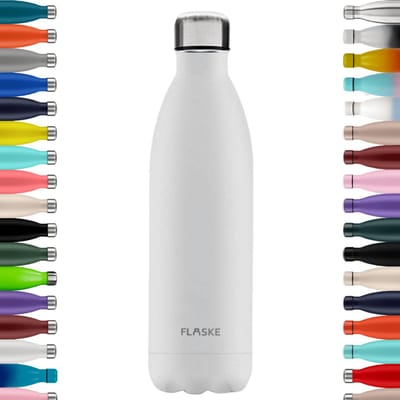 FLASKE Original Drinkfles 1 liter - Geïsoleerde RVS Waterfles - BPA-vrij - 12u Warm & 24u Koud - Geschikt als Thermosfles en Thermoskan - Water Bottle Stainless Steel - Ice