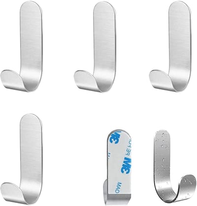 Dailygoody - Wandhaken - Zelfklevend - Roestvrij staal - Waterdicht - Wandhaken voor badkamer - Keuken - 4 stuks