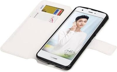 Cross Pattern TPU Bookstyle Wallet Case Hoesjes Geschikt voor Huawei Nova Plus Wit