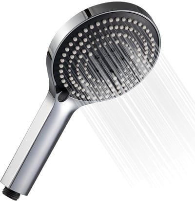 SPHProducts - Douchekop - Handdouche met 6 Massagestanden - Waterbesparend - Groot Formaat 130mm - Chroom - Luxe Douche-ervaring - Geschikt voor Badkam...