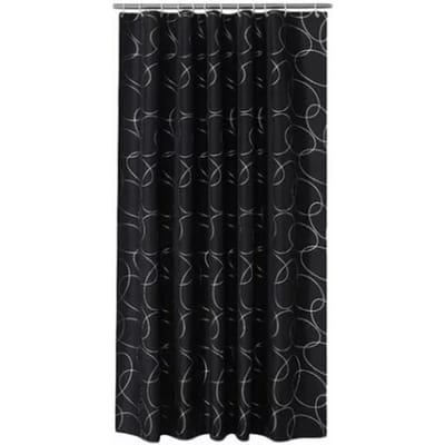 Rideau de douche Cercle Noir Argent Épaissi Imperméable Tissu Polyester Rideau de douche 180x180cm black