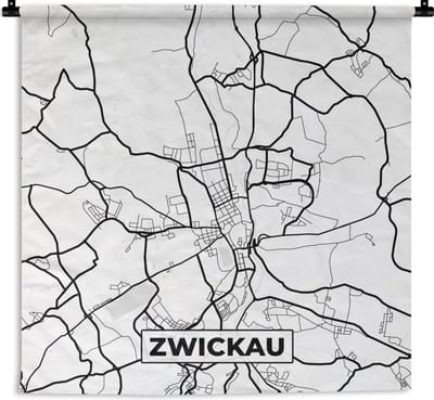 Wandkleed - Wanddoek - Stadskaart - Plattegrond - Zwickau - Kaart - 180x180 cm - Wandtapijt
