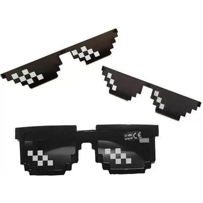 Nieuwste Grappige Mozaïek Zonnebril Bril Voor Mannen Vrouwen Pixel Zwart Vintage Gamer Robot Zonnebril Coole Feest Klassieke Tinten Brillen black