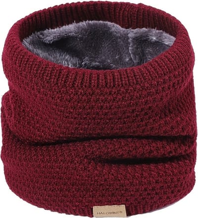 Livano Nekwarmer - Dames - Fleece - Motor - Bandana - Masker - Colsjaal - Sjaal - Gewatteerd - Skiën - Warm - Rekbaar - Wijn Rood