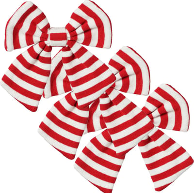 House of Seasons kerst ornament strikken - 3x -rood/wit treep- 20x17 cm -polyester