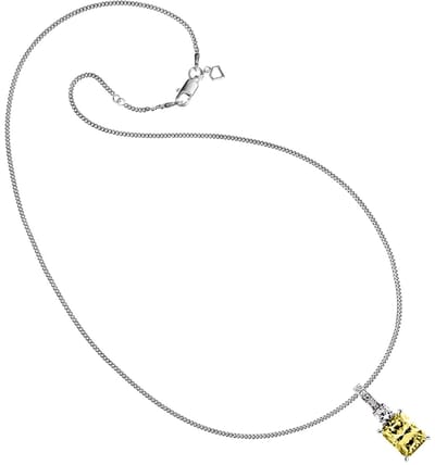 Diamonfire - Zilveren collier met hanger 45 cm - Iconic Yellow - Rechthoekige Gele steen