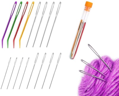 Dailygoods- Stopnaald 16 Stuks - Stompe Naalden Groot Oog - Gebogen Naalden - Naainaalden voor Haakprojecten - Garenbreinaalden Roestvrij Staal - Geschikt voor Dikke Garen