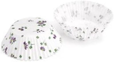 Papier Cupcake Vormpjes - Wegwerp Bakjes - Feestelijke Taartjes - Bloemen Design - 72 Stuks - Wit Paars
