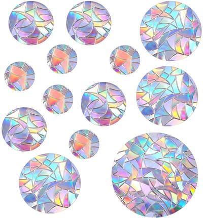 Dailygoods - SHENLIU 52 stuks prisma raamstickers, pvc, anti-botsingsstickers, regenboog-raamfolie, cirkelvormige zonnevanger, sticker, raamdecoratie voor glazen ruiten deurramen slaapkamer eetkamer