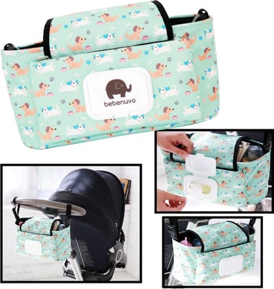 Opbergtas voor O.a. kinderwagen - Hoofdsteun Auto - Organizer tas - draagbaar - Grote capaciteit - Geïsoleerde bekerhouder - Opslag baby's - Reizen - Waterdicht - Blauw