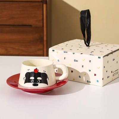 Sterprins Schattige Kunst Keramische Koffiekop Schotel Set Cadeau Hoge Precisie Frisse Keramische Kop Verjaardagsgezelschap 401-500ml