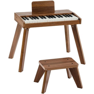 Clavier Piano pour Enfants, Piano Numérique en Bois à 37 Touches pour Enfants, Mini Ensemble de Jouets Instrumentaux Éducatifs Musicaux avec Son Réaliste, Double Alimentation, Réglable