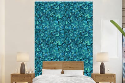 Behang - Fotobehang Design - Vintage - Blauw - Turquoise - Breedte 225 cm x hoogte 350 cm