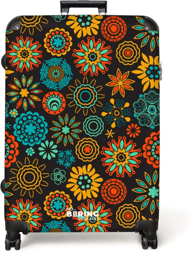 NoBoringSuitcases.com® - Koffer groot - Reiskoffer lichtgewicht - Boho - Bloemen - Patronen - Rolkoffer met 4 wielen - Grote trolley XL - 98 liter bagage