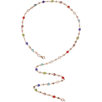 Body Jewelry Kleurrijke ketting met imitatiekristallen voor dames, geschikt voor jurken met een diepe V-hals. Verstelbare lengte. Lange sleutelbeenketting voor het bal.