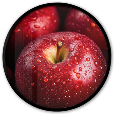 Poster in lijst Rond - Fotolijst 40x40 cm - Posters - Rood - Appels - Fruit - Ronde posterlijst zwart - Decoratie - Wanddecoratie woonkamer - Muurdecoratie slaapkamer