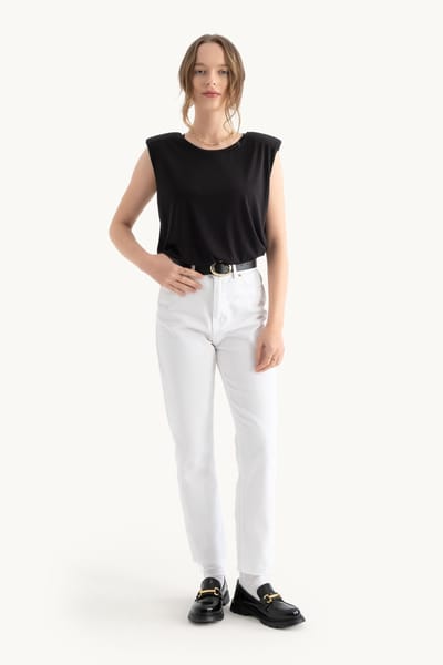 Ronde Hals Rauwe Rand Mouwloos Tanktop
