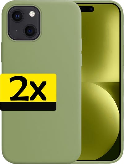 Hoesje - 2 Stuks - Geschikt voor Apple iPhone 15 - Sterk & Shockproof - Case Siliconen - Back Cover - Telefoon Hoes - Telefoonhoesjes - Groen
