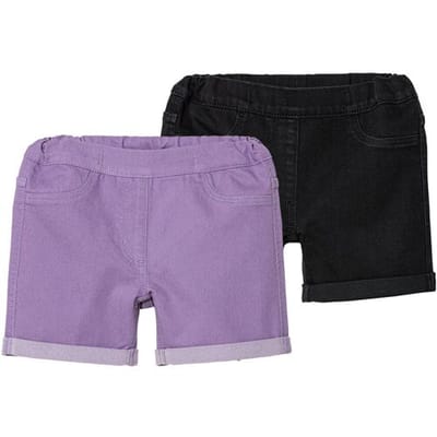 LUPILU 2 stuks peuters denim-shorts (Lila/zwart, 98/104)