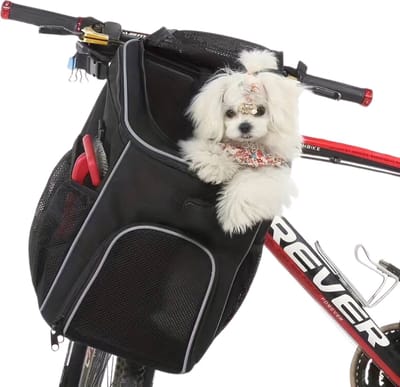 Nivard Fietsmand Hond - Hondenmand Fiets - Voorop - Fietstas Hond - Hondenfietsmand - Zwart