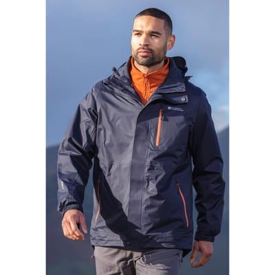 Mountain Warehouse Heren Bracken Extreme 3 in 1 Waterdichte Jas (Donkerblauw)