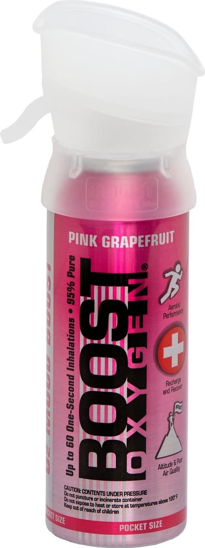 Boost Oxygen - Pocketsize 3L - Pink-Grapefruit - 95% Pure Zuurstof - Tot wel 60 inhalaties van 1 sec - Ademhalingsondersteuning voor sport herstel, hoogte, prestaties en gezondheid - Zuurstoffles - 1x 3L
