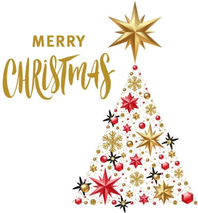 Cadeaukaartjes – "Merry Christmas" – Wit/Goud – Feestdagen – Set van 20 – 70x70 mm – FSC-papier – Met Boorgaatje