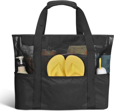Thijox - Strandtas XXL Dames, Opvouwbare Badtas met Ritssluiting, Lichtgewicht Saunatas, 9 Vakken, Perfect voor Strand, Zwembad en Sportschool, 47 x 2
