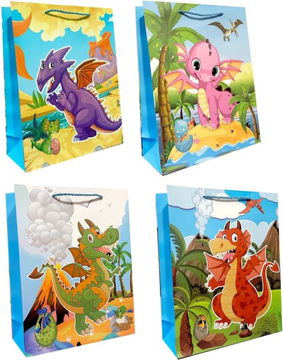 Papieren Cadeautas Draak 31x40x12cm - 1 Stuk