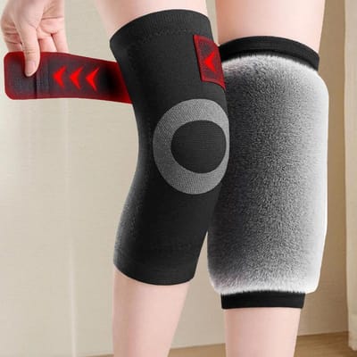 1 Paar Winter Kniebeschermers M-XL Verstelbare Band Zachte Konijnenbont-achtige Stof Beenwarmer Comfortabele Kniehoezen M gray