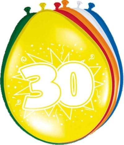 32x stuks Ballonnen versiering 30 jaar thema leeftijd feestartikelen