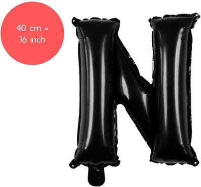 Fienosa Letter Ballonnen - Letter N - Zwart - Kleur Zwart - 40 cm - Helium Ballon - Verjaardag Ballon - Verjaardag versiering