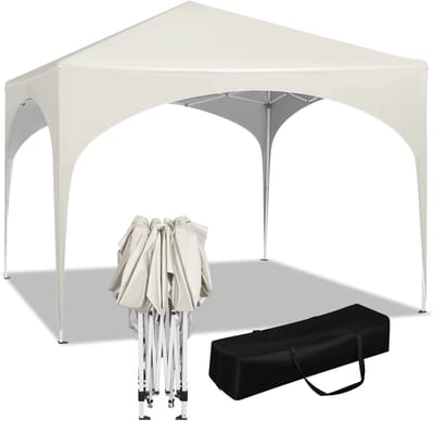Geargalaxy Partytent - Quick Up Partytent - Waterdichte Feesttent - Opvouwbaar Tuinpaviljoen - Met Draagtas - 3x3m - Beige