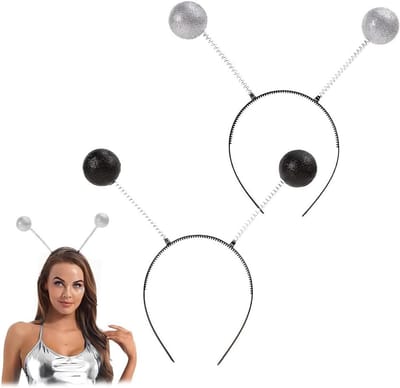 Haarbanden met schuimbal voor rollenspellen en theatervoorstellingen, 2 stuks, zilver en zwart, accessoires voor meisjes en cosplay