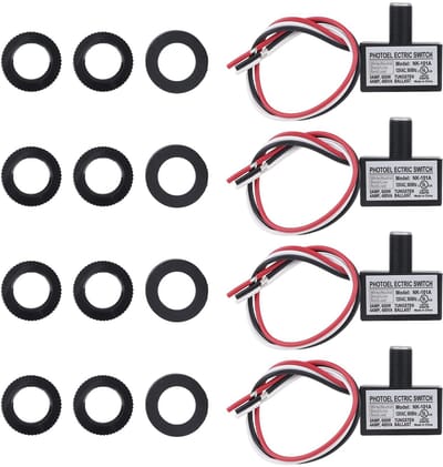 Allecto - Foto-elektrische Lichtsensor - 4-Pack met schakelaar