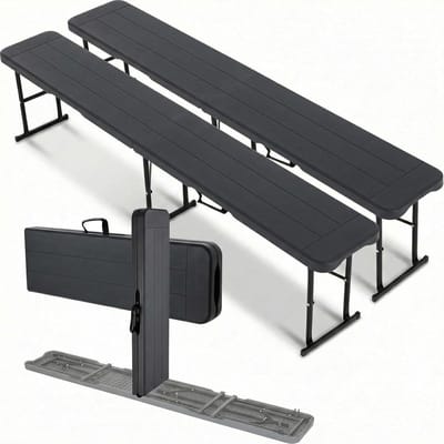 Set van 2 Inklapbare Camping- en Tuinbanken 180 cm, HD-PE Kunststof