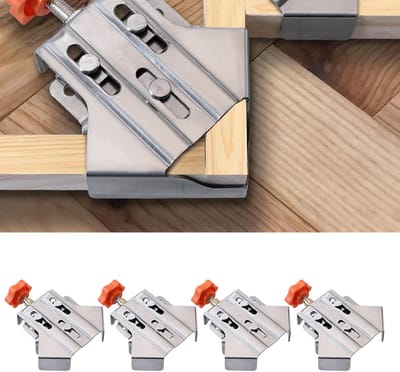 4 STKS Multifunctionele 90 Graden Hoekklem, Roestvrijstalen Rechterhoekklemmen, Houtbewerking Haakse Klem 90 ° Houder, voor Houtbewerking Foto-inlijstladen, Open Type