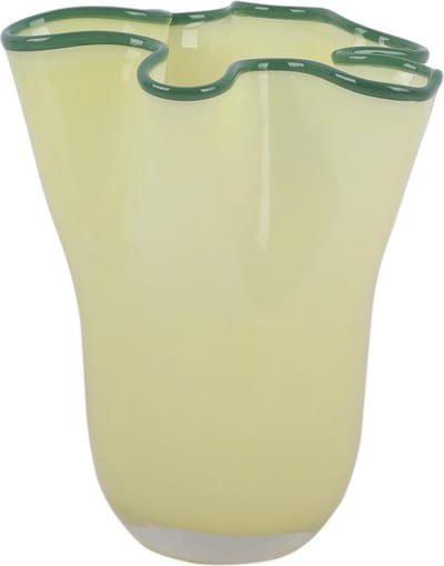 Present Time Vaas Ruffles - Geel - 19.5x19.5x22cm - Glas - Scandinavisch - Bloemenvaas - Woondecoratie - Decoratieve vaas voor woonkamer of slaapkamer