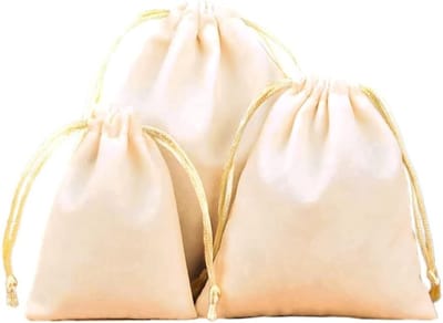 Set van 24 Fluwelen Sieradenzakjes, Kleine Trekkoord Tassen voor Sieraden, Cadeautassen voor Verjaardag, Bruiloft en Feest, 8 x 10 cm, Beige, Luxe, Organisatie, Opbergtassen
