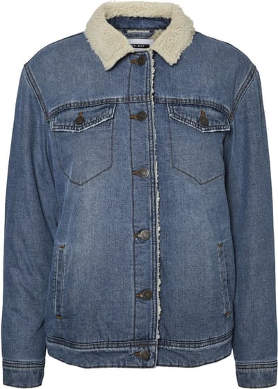 Dames Gevoerde nepbont spijkerjack Teddy Denim jas Warme Basisjas NMOLEmarke