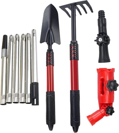Regenpijp reiniger - Dakgoot set - Buitenonderhoud huis - Telescopische stang - 10-delig - Zwart rood
