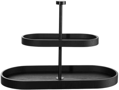 ASA Selection houten etagère met 2 verdiepingen, ovaal, zwart 35,5 x 16,5 cm, wilgenhout, 53675970